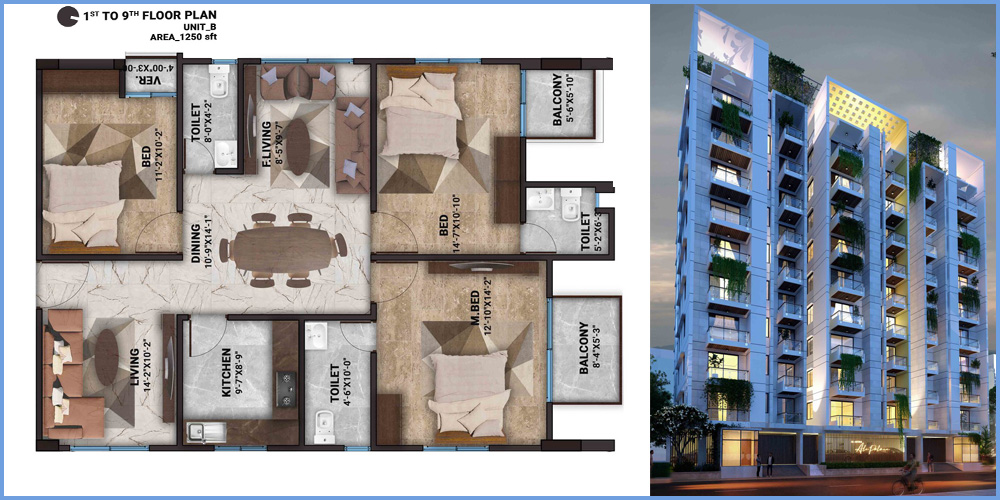 Ali Palace 3 Bed 3rd Floor Unit B 1585 SFT